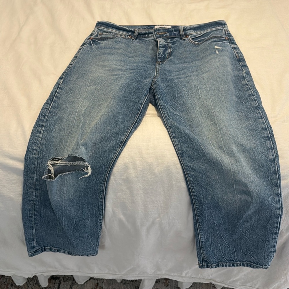 High waist straight crop jeans